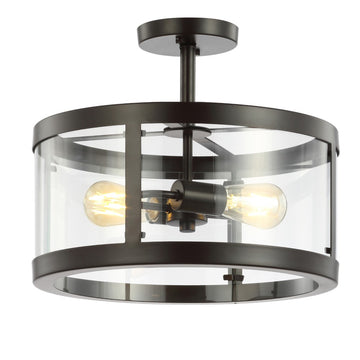 Herndon 15" Iron/Glass Modern LED Flush Mount - JONATHAN Y